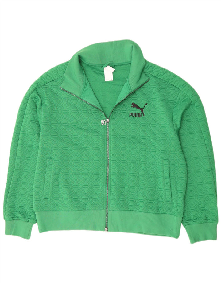Puma Mens Tracksuit Top Jacket XL Green Geometric Polyester