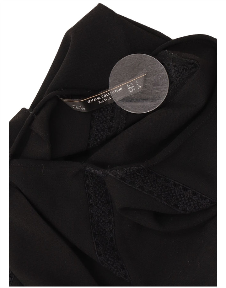 Zara Womens Short Sleeve Playsuit UK 14 Large Black