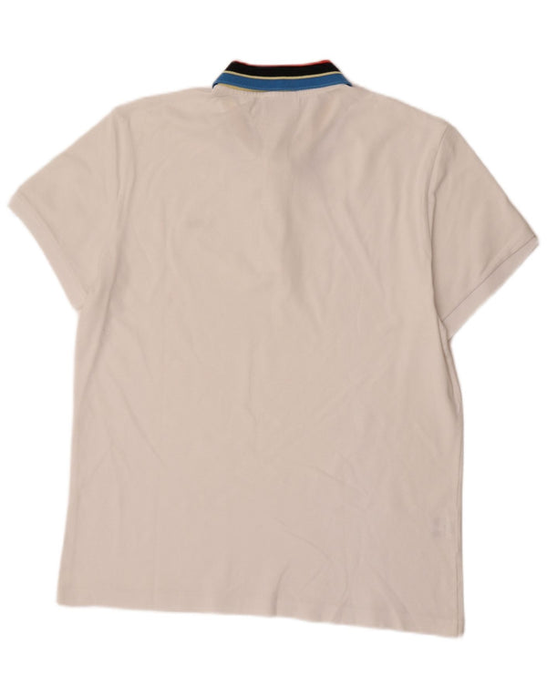 Lacoste Mens Stretch Polo Shirt Size 6 XL White Colourblock Cotton