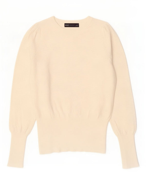 Marks & Spencer Womens Boat Neck Jumper Sweater UK 10 Small Off White