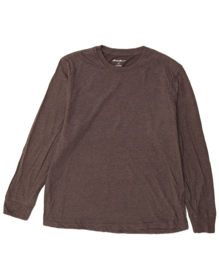 EDDIE BAUER Mens Top Long Sleeve Large Grey Cotton