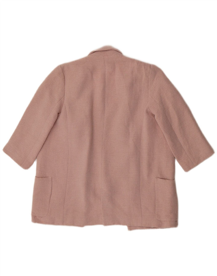 ZARA Womens 3/4 Sleeve Open Blazer Jacket UK 6 XS Pink