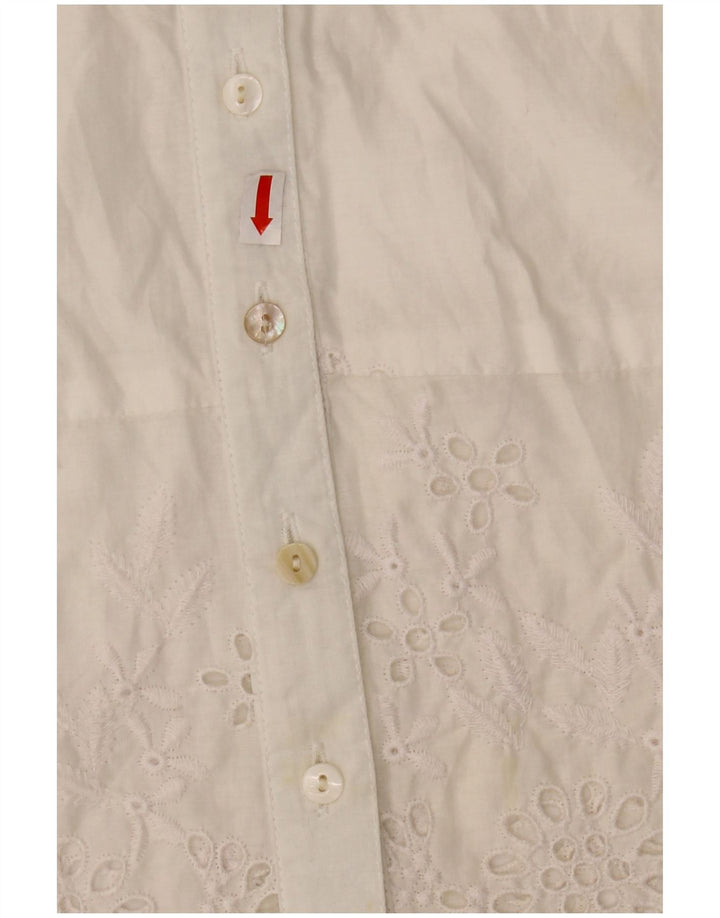 WAREHOUSE Womens Short Sleeve Shirt Blouse UK 10 Small  White Polyester