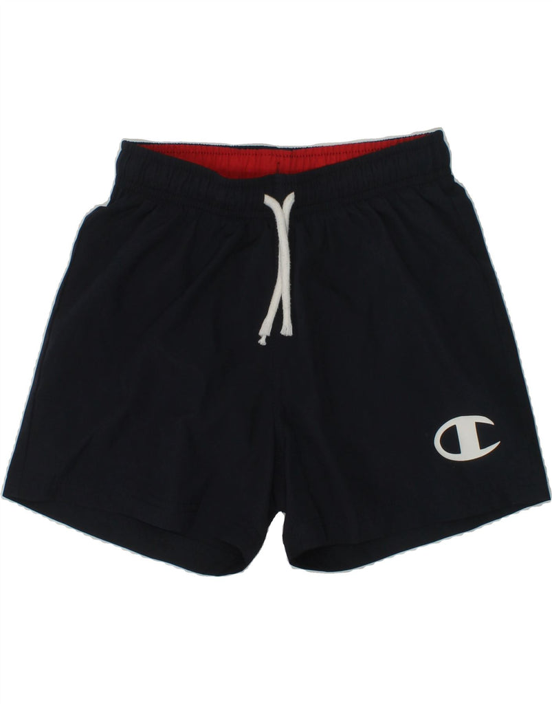 CHAMPION Boys Graphic Sport Shorts 7-8 Years Small Navy Blue Polyester | Vintage Champion | Thrift | Second-Hand Champion | Used Clothing | Messina Hembry 