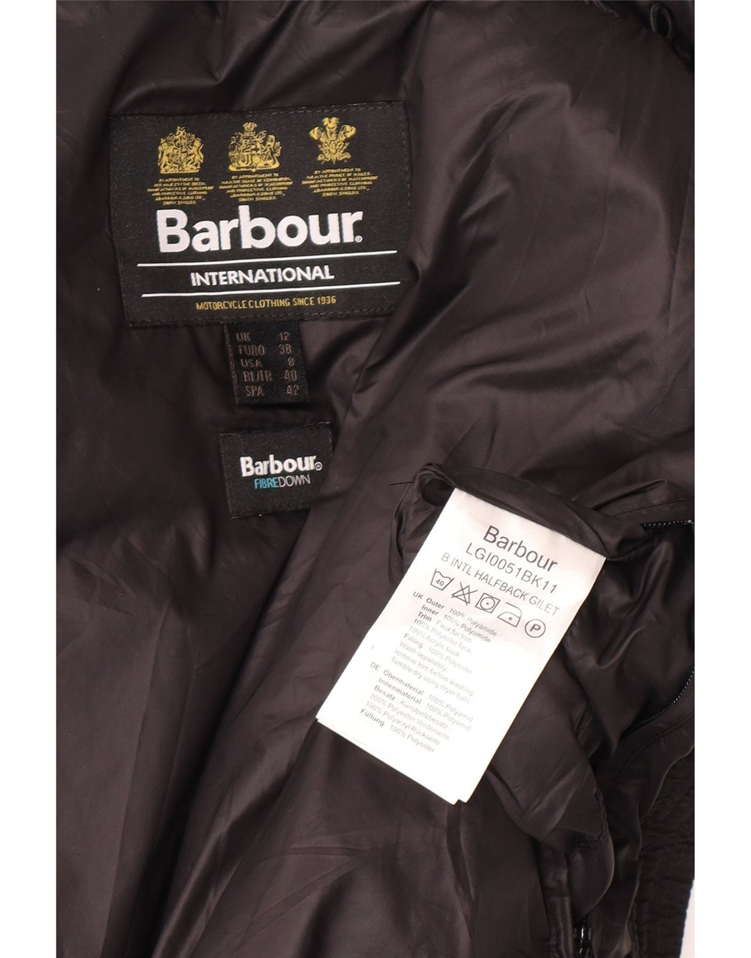 Barbour Womens Padded Gilet UK 12 Medium Black Polyamide