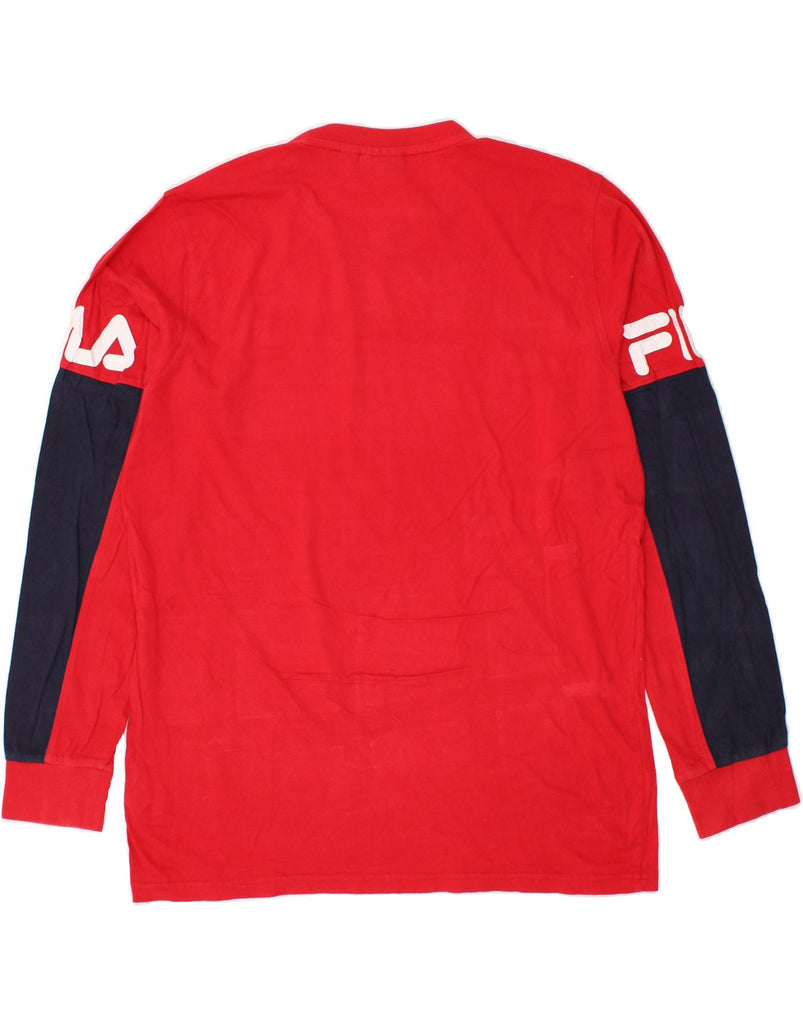 FILA Mens Top Long Sleeve Large Red Colourblock Cotton | Vintage Fila | Thrift | Second-Hand Fila | Used Clothing | Messina Hembry 