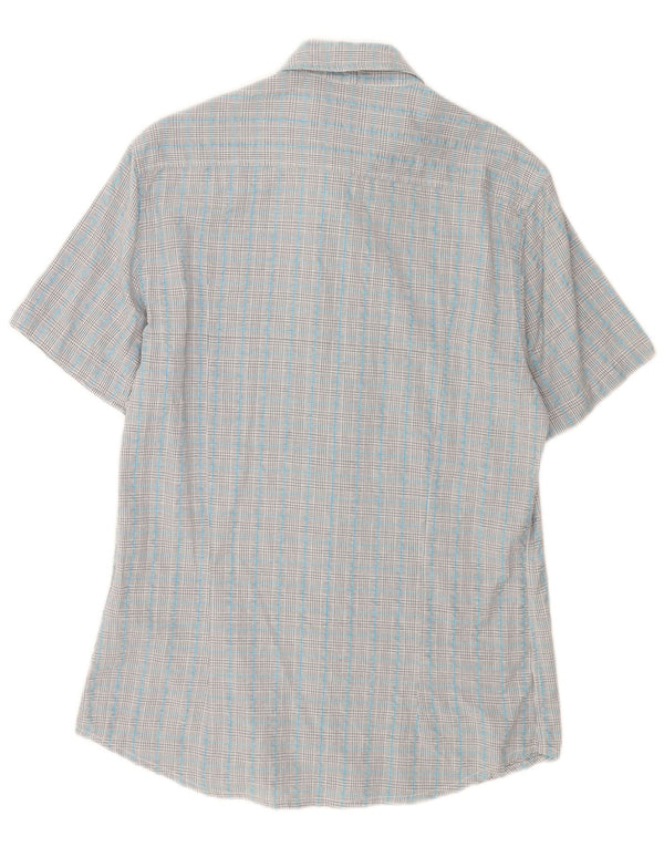Kappa Mens Short Sleeve Shirt Medium Blue Check Cotton