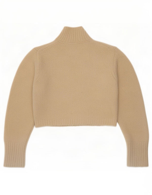 Zara Womens Crop Oversized Turtle Neck Jumper Sweater UK 10 Small Beige