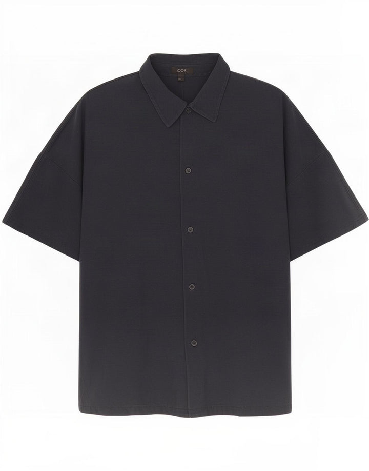 Cos Mens Short Sleeve Shirt Medium Navy Blue Cotton