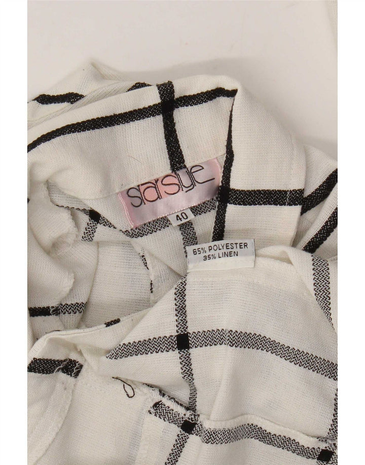 Vintage Womens Crop Double Breasted Blazer Jacket EU 40 Medium White Check