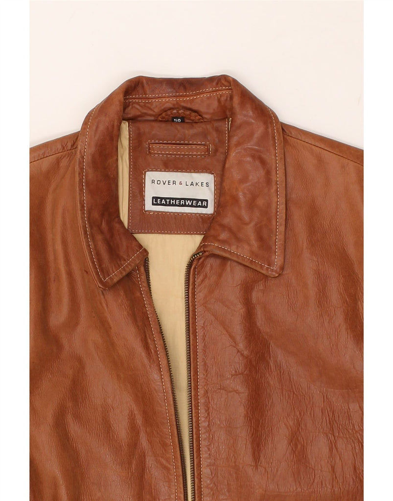 ROVER&LAKES Mens Leather Jacket IT 50 Large Brown Leather | Vintage Rover&Lakes | Thrift | Second-Hand Rover&Lakes | Used Clothing | Messina Hembry 