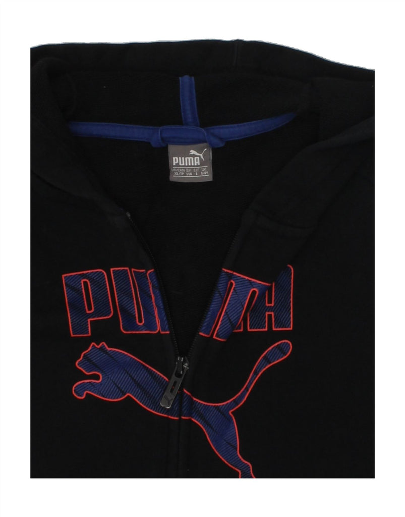 PUMA Boys Graphic Zip Hoodie Sweater 5-6 Years Black Cotton | Vintage Puma | Thrift | Second-Hand Puma | Used Clothing | Messina Hembry 