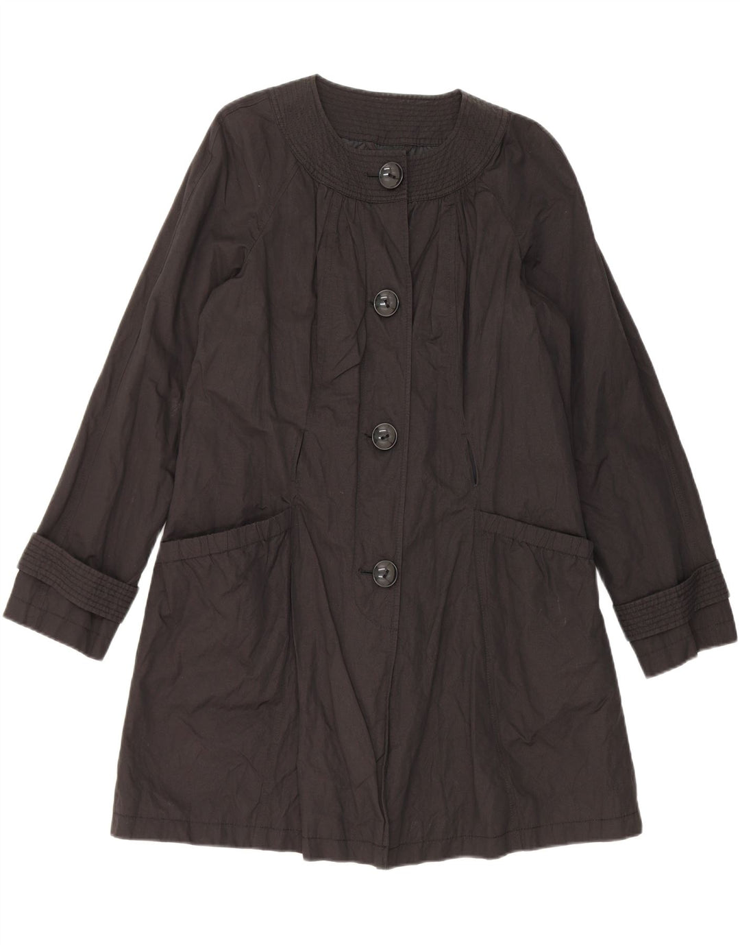 Marks & Spencer Womens Autograph Trench Coat UK 14 Medium Black Cotton