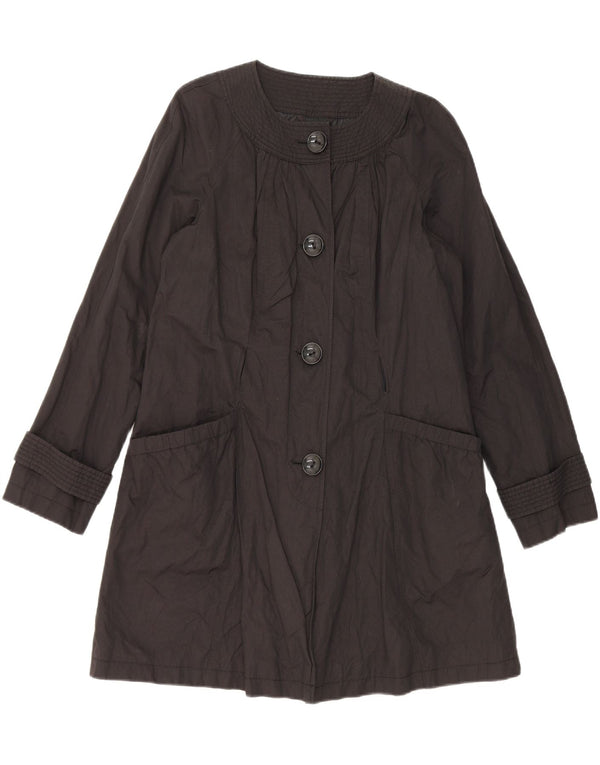 Marks & Spencer Womens Autograph Trench Coat UK 14 Medium Black Cotton