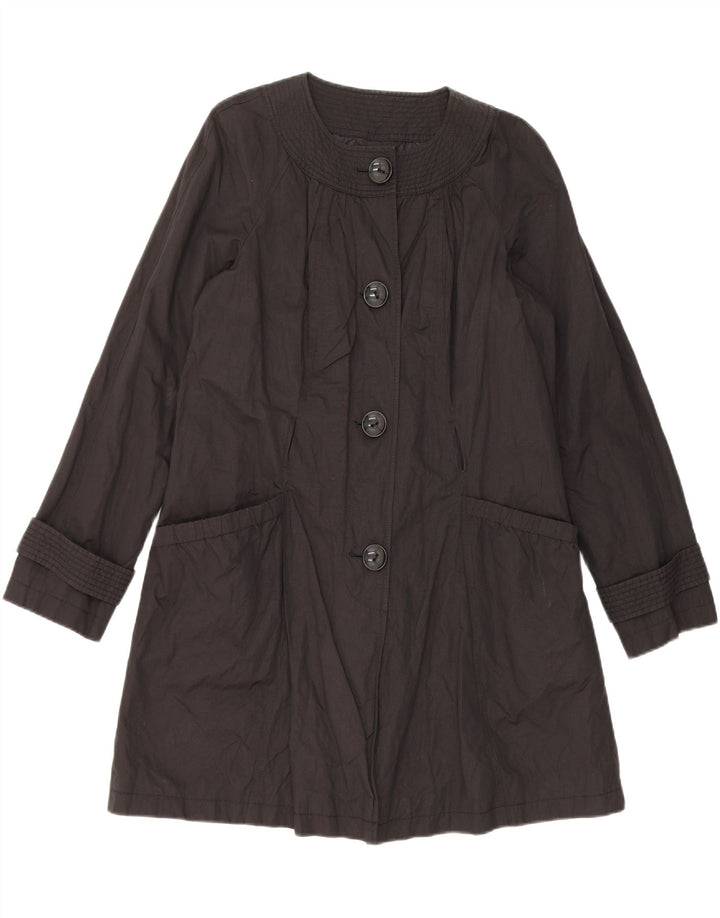 Marks & Spencer Womens Autograph Trench Coat UK 14 Medium Black Cotton