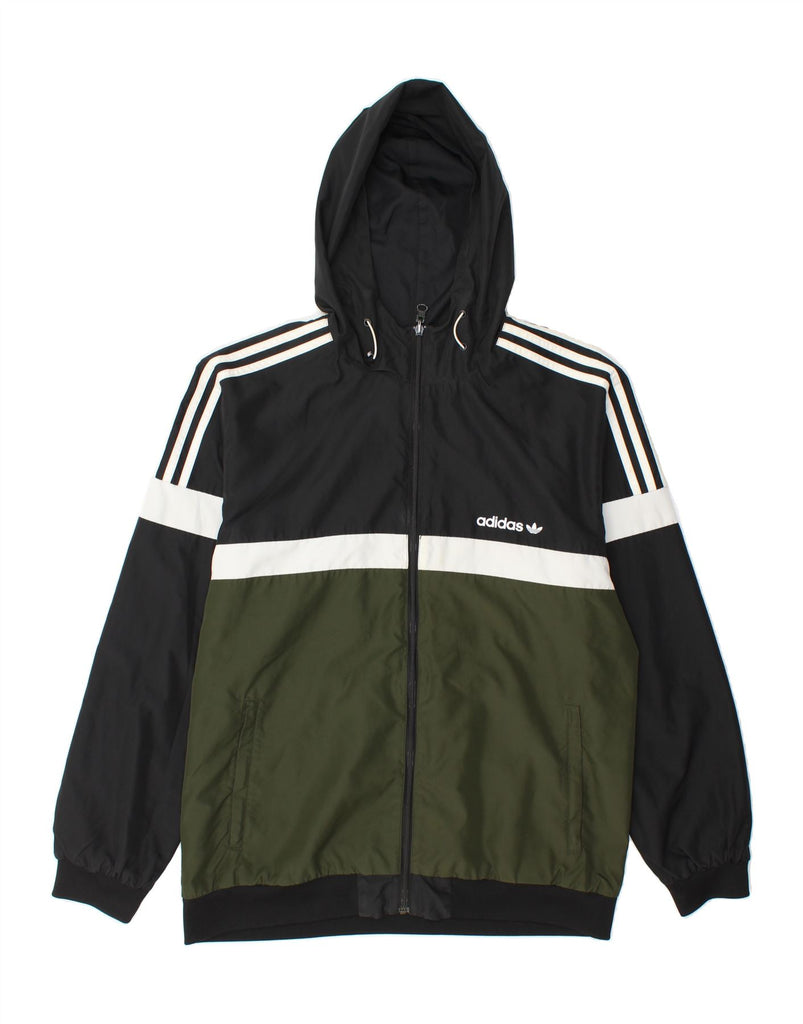 ADIDAS Mens Hooded Reversible Jacket UK 40 Large Black Colourblock Vintage Adidas and Second-Hand Adidas from Messina Hembry 