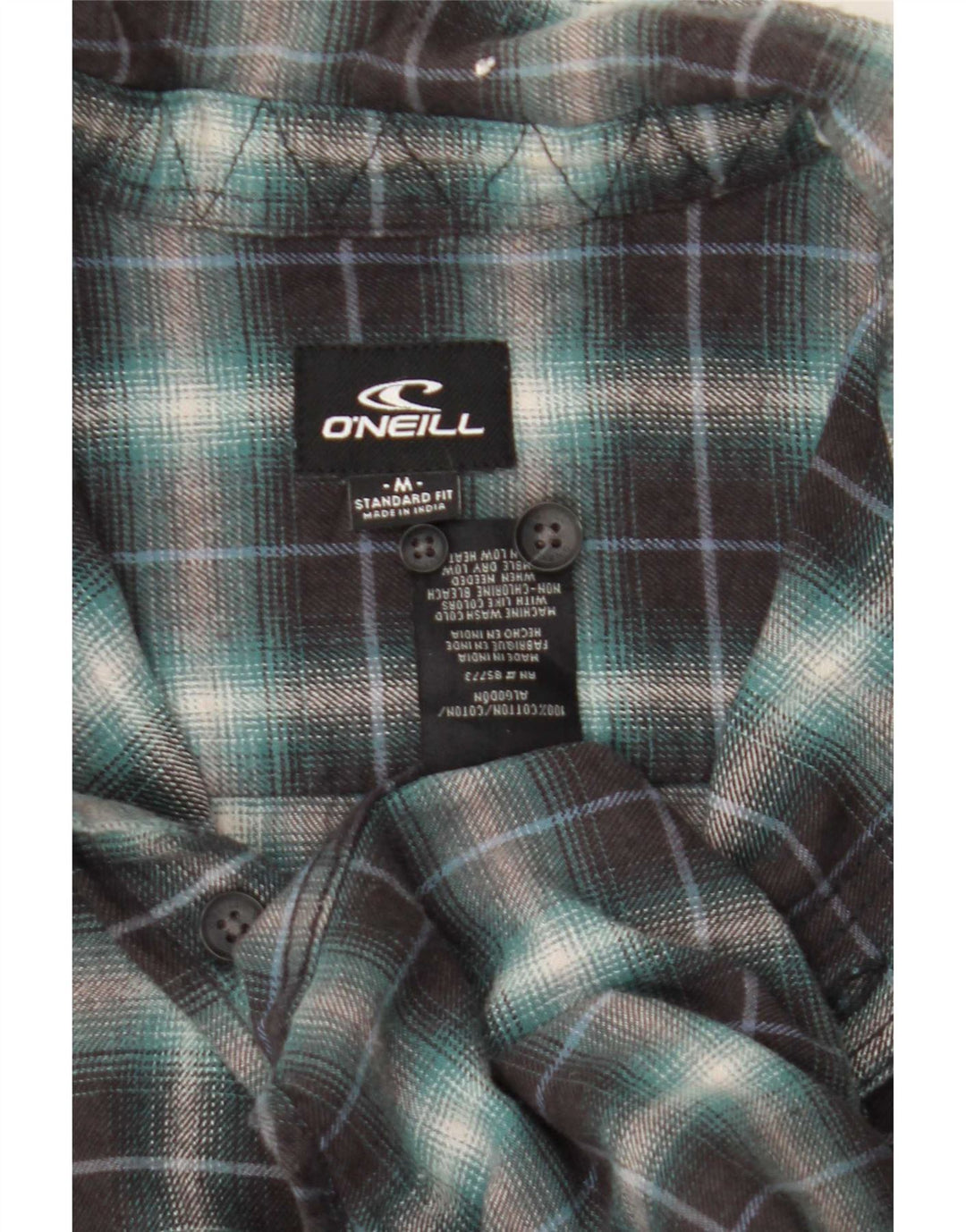 O'Neill Mens Standard Fit Flannel Shirt Medium Green Check Cotton