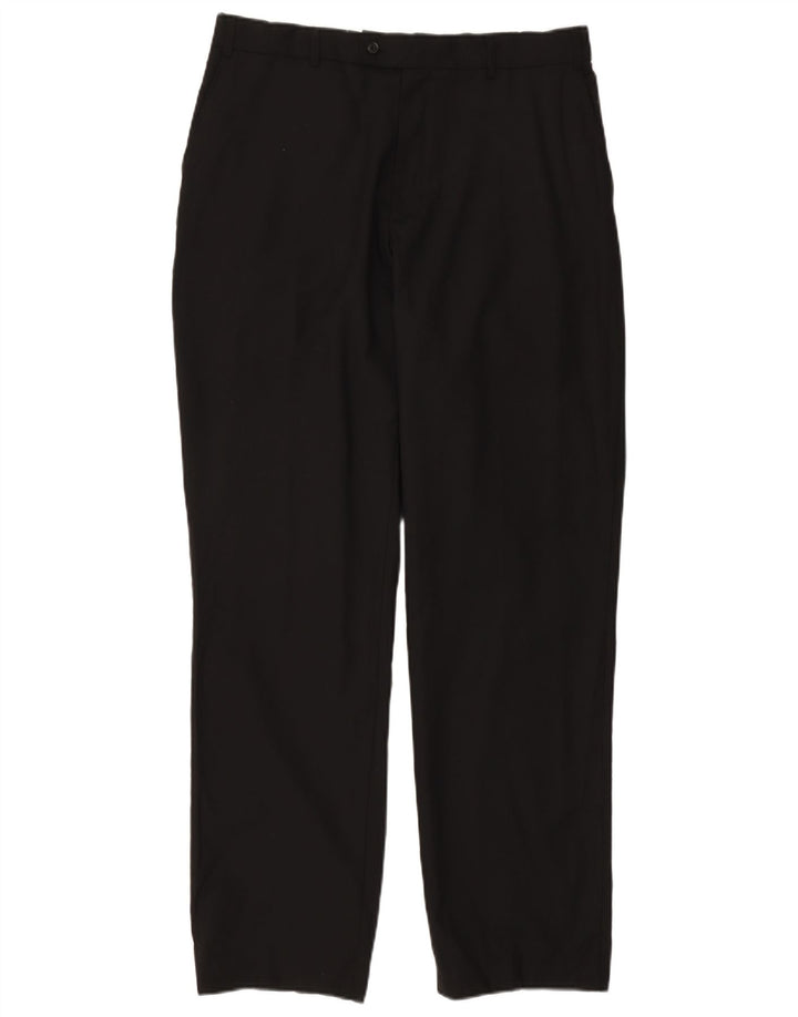 JOHN LEWIS Mens Straight Suit Trousers W36 L33 Black Polyester