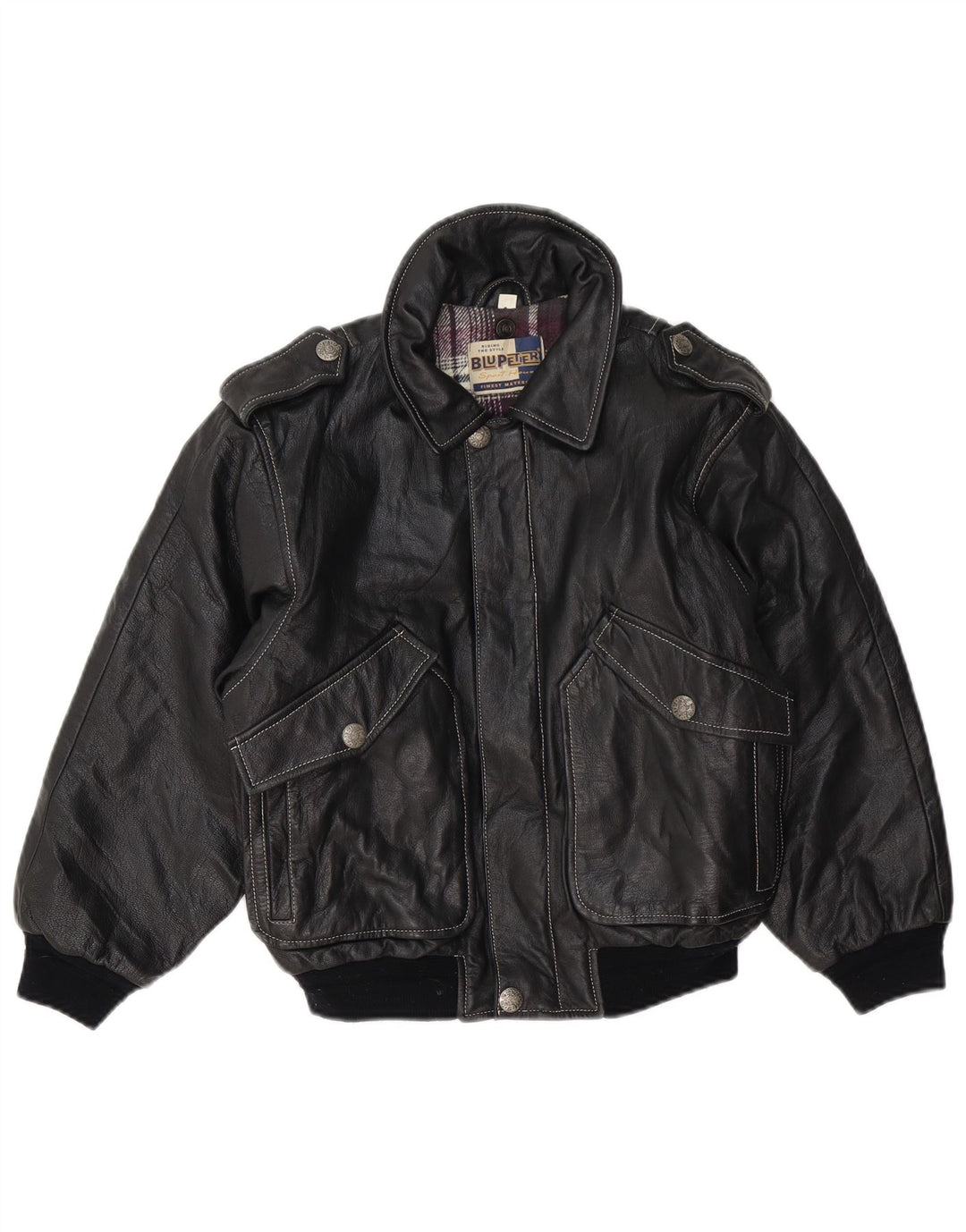 VINTAGE Boys Leather Jacket 11-12 Years Black