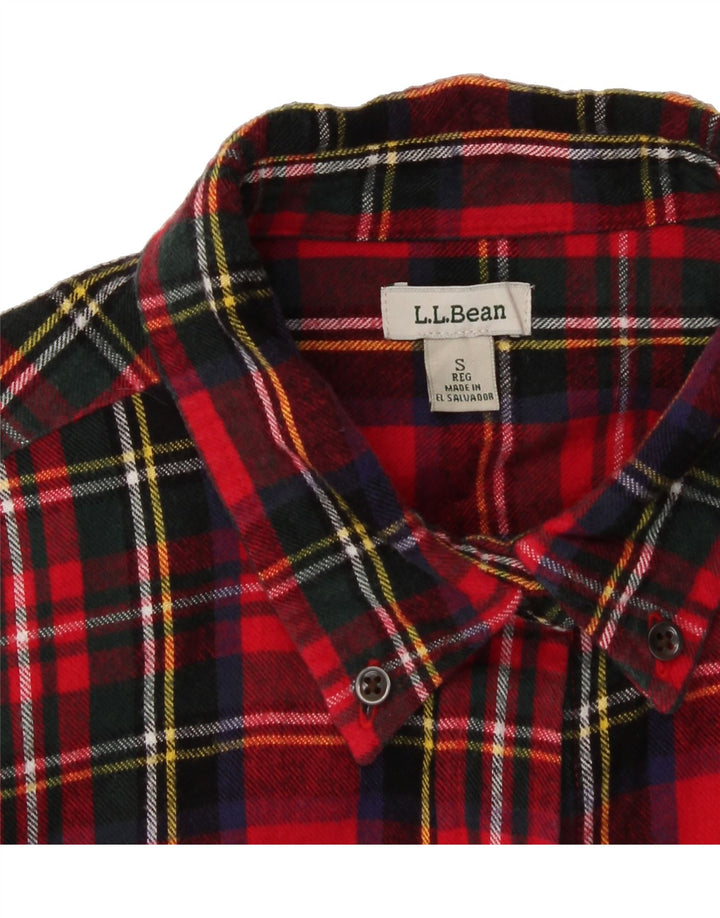 L.L.BEAN Womens Crop Overshirt Flannel Shirt UK 10 Small Red Check Vintage L.L.Bean and Second-Hand L.L.Bean from Messina Hembry 