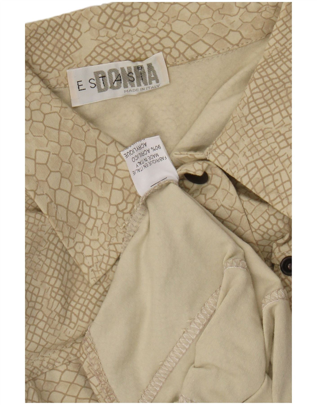 VINTAGE Womens Abstract Pattern Shirt UK 12 Medium Beige Animal Print