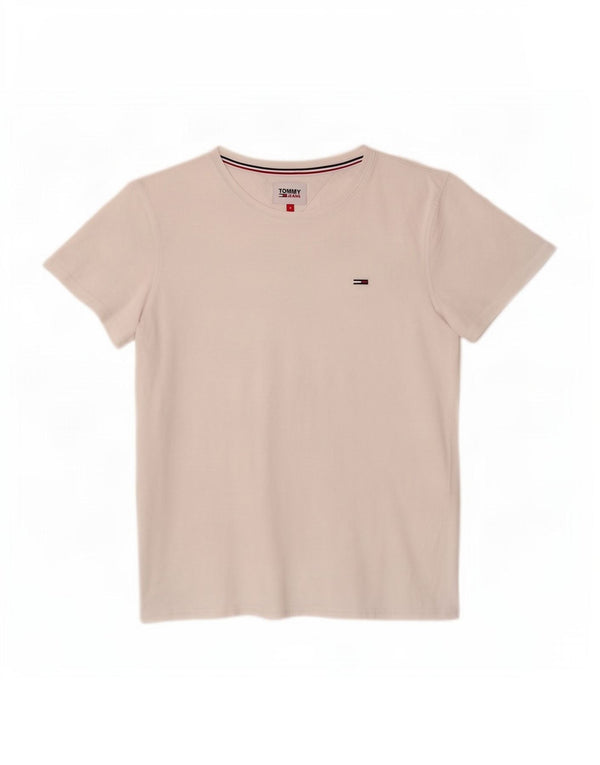 Tommy Hilfiger Womens T-Shirt Top UK 12 Medium White Cotton