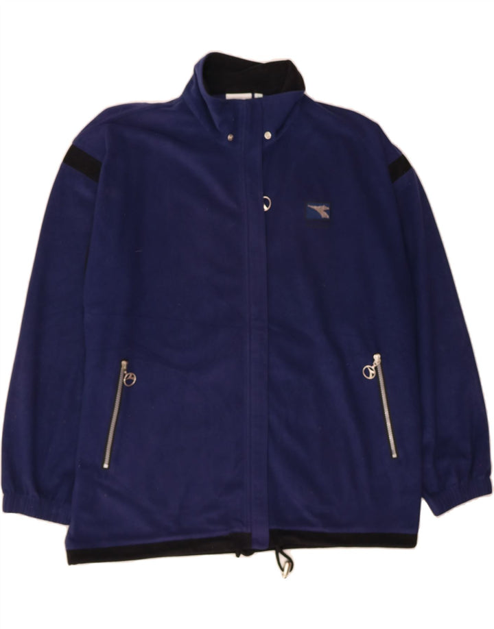 DIADORA Womens Oversized Fleece Jacket UK 16 Large Blue Polyester Vintage Diadora and Second-Hand Diadora from Messina Hembry 