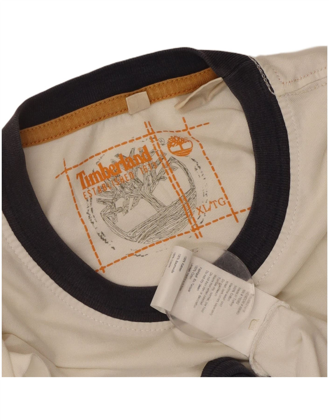 Timberland Mens Graphic T-Shirt Top XL Off White Cotton