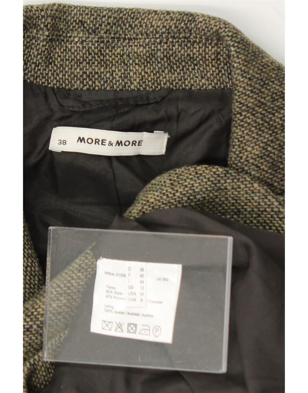 MORE & MORE  Womens Crop 4 Button Blazer Jacket UK 12 Medium  Green Wool Vintage MORE & MORE and Second-Hand MORE & MORE from Messina Hembry 