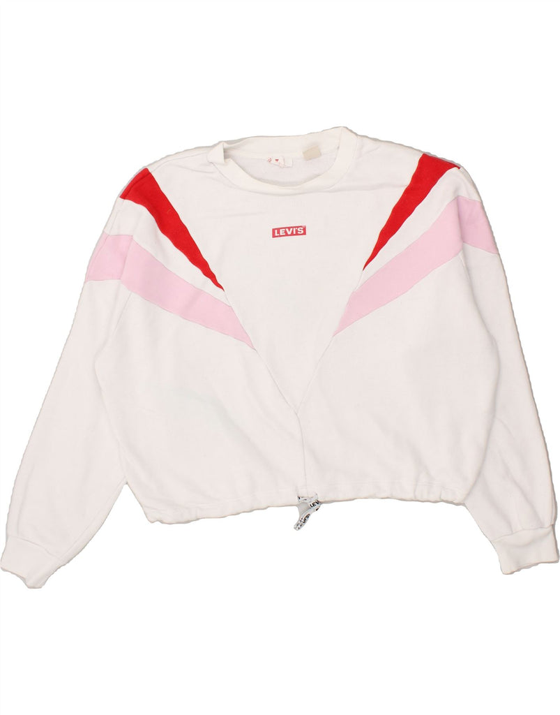 LEVI'S Womens Oversized Crop Sweatshirt Jumper UK 16 Large White | Vintage Levi's | Thrift | Second-Hand Levi's | Used Clothing | Messina Hembry 
