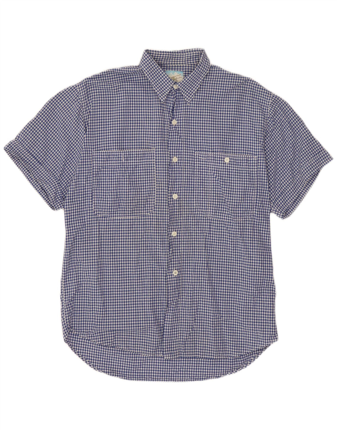BENETTON Mens Short Sleeve Shirt XL Blue Gingham