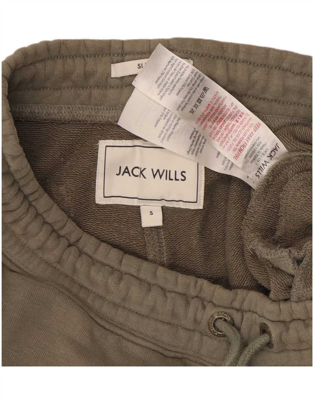 JACK WILLS Mens Slim Graphic Tracksuit Trousers Joggers Small Khaki Cotton