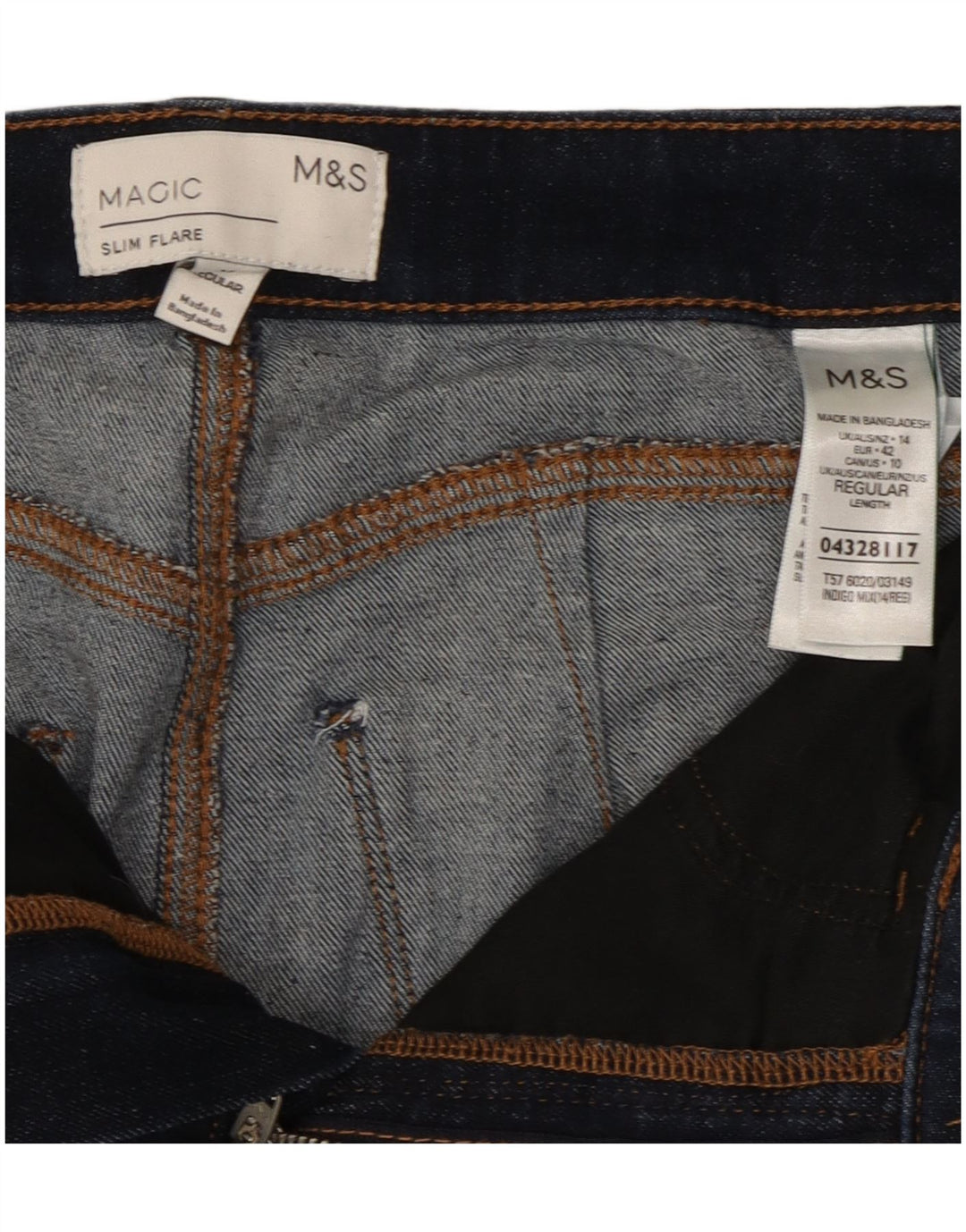 Marks & Spencer Womens Slim Flared Jeans UK 14 Large W32 L29 Navy Blue