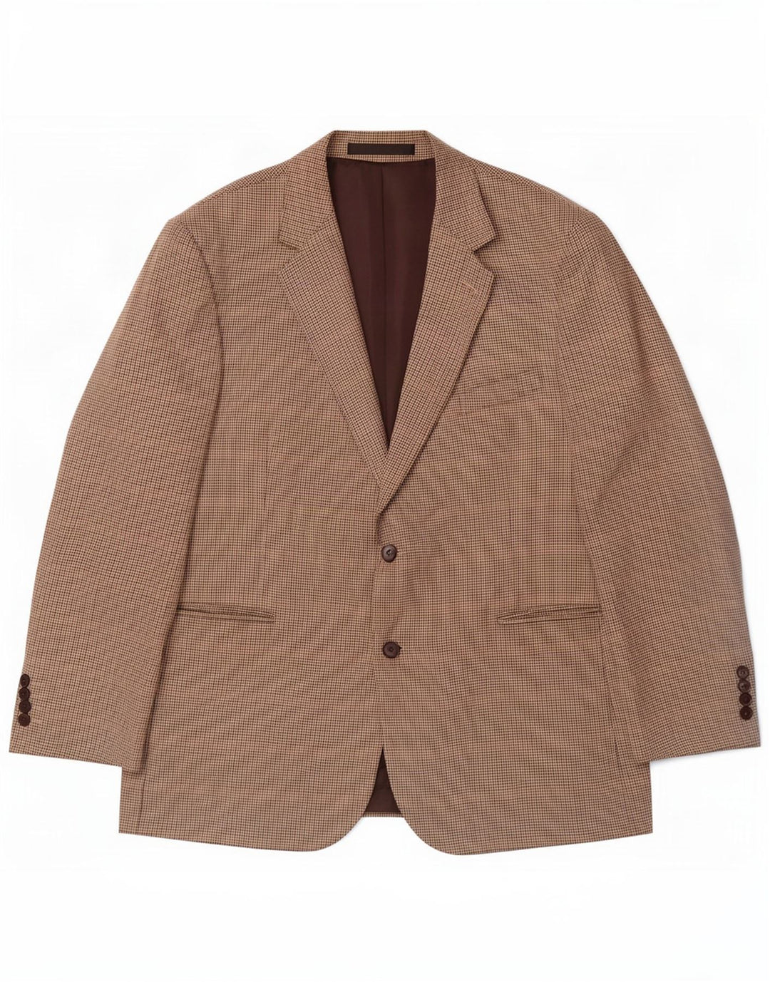 Marks & Spencer Mens 2 Button Blazer Jacket UK 46 XL Beige Houndstooth