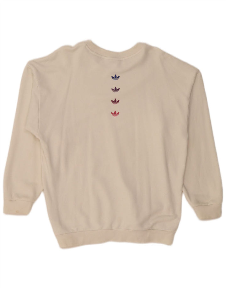 Adidas Womens Graphic Oversized Sweatshirt Jumper UK 10 Small Off White