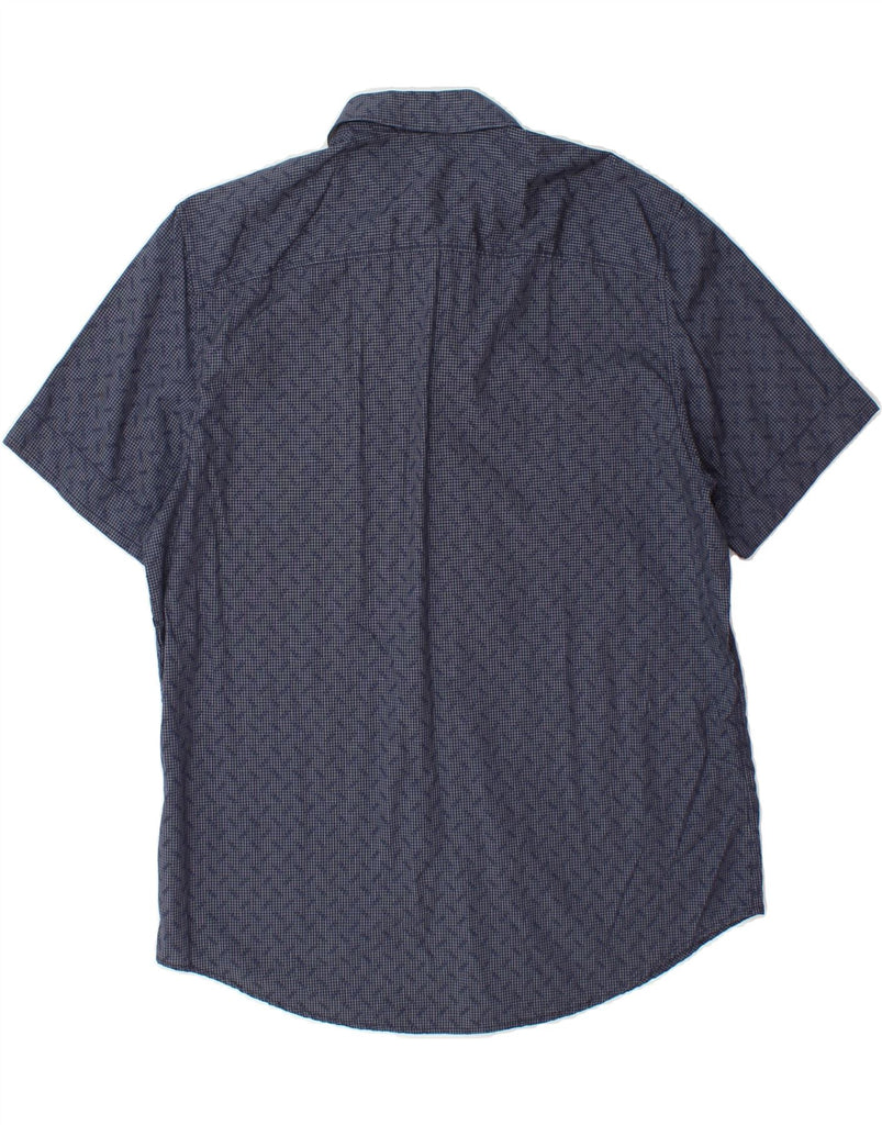 CALVIN KLEIN Mens Short Sleeve Shirt Large Navy Blue Check Cotton Vintage Calvin Klein and Second-Hand Calvin Klein from Messina Hembry 