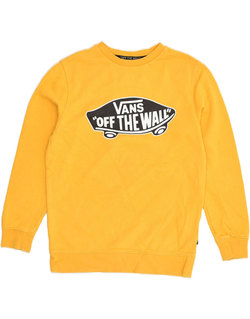 VANS Girls Graphic Sweatshirt Jumper 12-13 Years Medium Yellow Cotton | Vintage Vans | Thrift | Second-Hand Vans | Used Clothing | Messina Hembry 