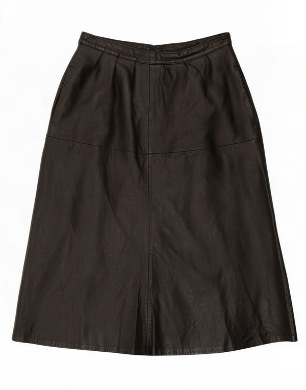 Vintage Womens Leather Skirt W28 Medium Black