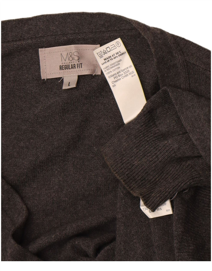 Marks & Spencer Mens Cardigan Sweater Large Grey Cotton