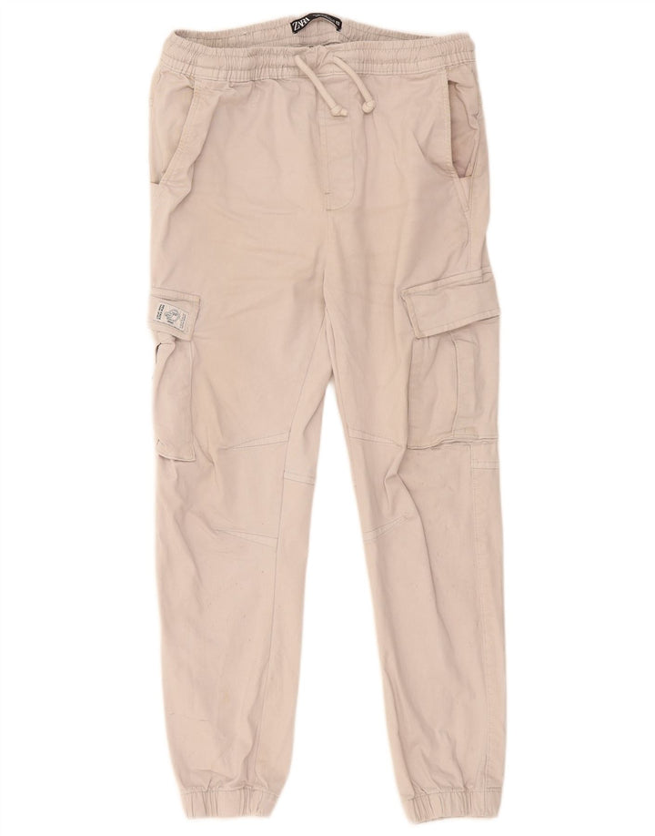 Zara Mens Crop Joggers Cargo Trousers Medium W30 L26 Grey Cotton