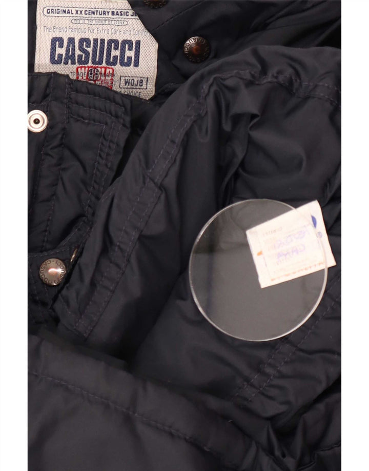 Casucci Mens Hooded Padded Jacket UK 40 Large Navy Blue Polyamide