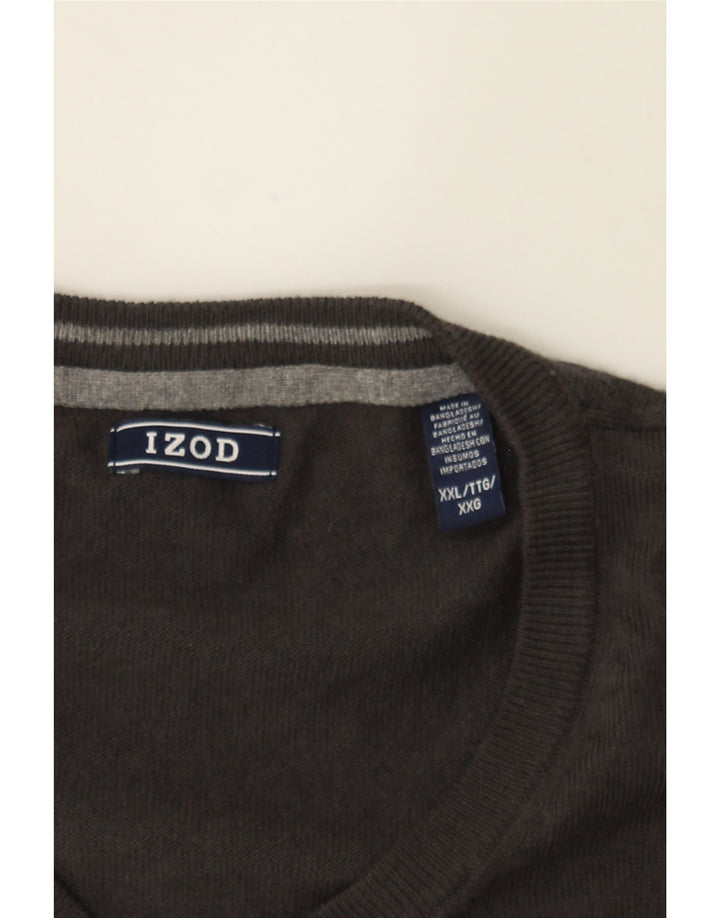 IZOD Mens V-Neck Jumper Sweater 2XL Grey Cotton Vintage Izod and Second-Hand Izod from Messina Hembry 