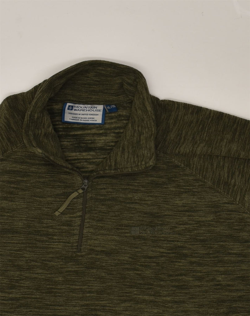 MOUNTAIN WAREHOUSE Mens Zip Neck Fleece Jumper XL Khaki Polyester | Vintage Mountain Warehouse | Thrift | Second-Hand Mountain Warehouse | Used Clothing | Messina Hembry 