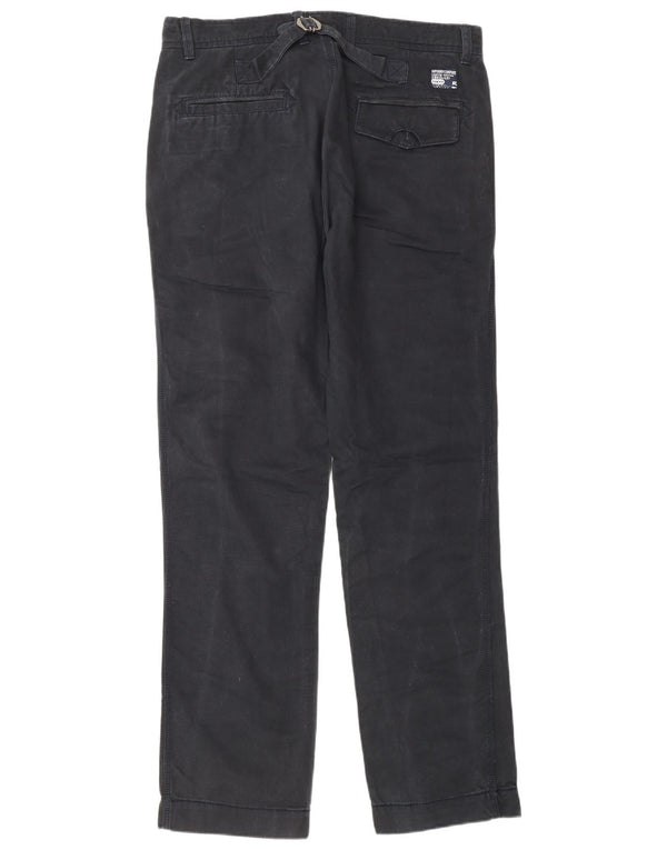 Superdry Mens Straight Chino Trousers Large W34 L32 Black Cotton