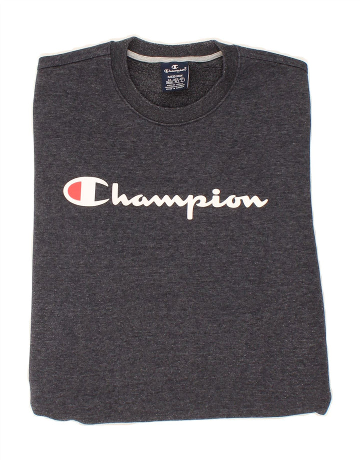 CHAMPION Mens Graphic Sweatshirt Jumper Medium Grey Vintage Champion and Second-Hand Champion from Messina Hembry 