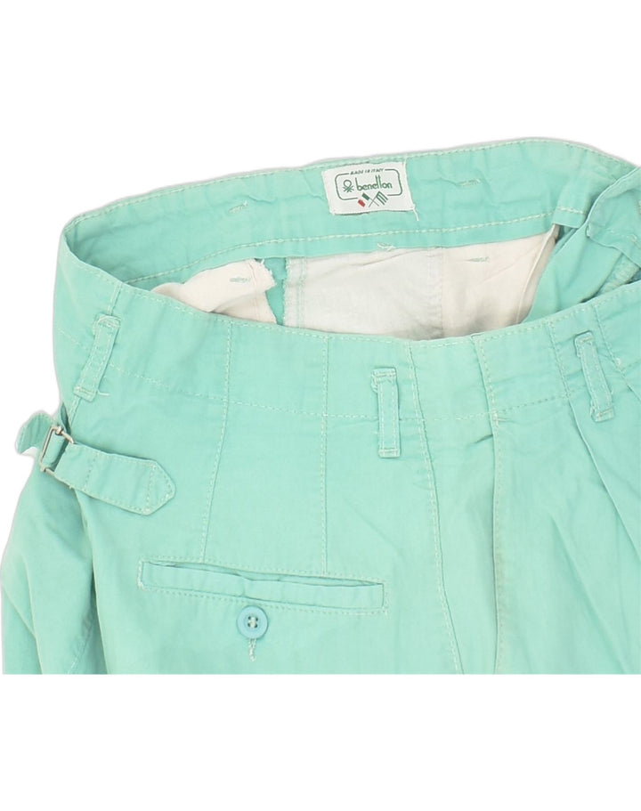 BENETTON Womens High Waist Pegged Casual Shorts W26 Small Green Cotton | Vintage Benetton | Thrift | Second-Hand Benetton | Used Clothing | Messina Hembry 
