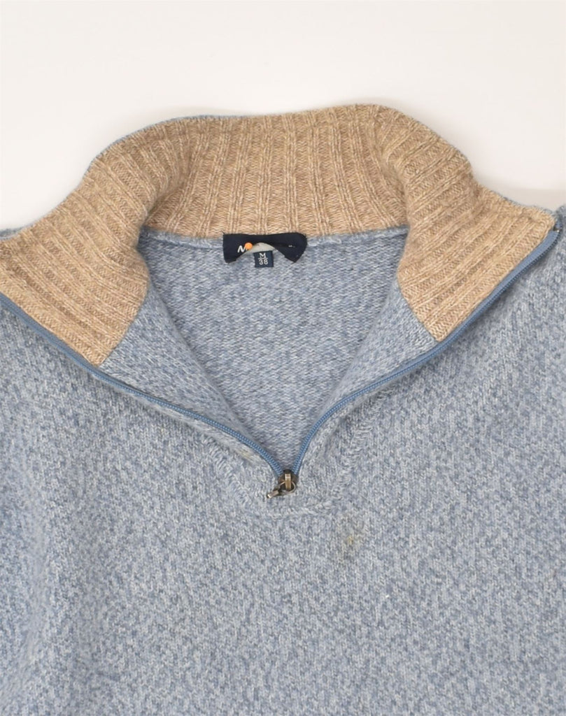 MASSIMO DUTTI Mens Zip Neck Jumper Sweater UK 38 Medium Blue Wool | Vintage Massimo Dutti | Thrift | Second-Hand Massimo Dutti | Used Clothing | Messina Hembry 