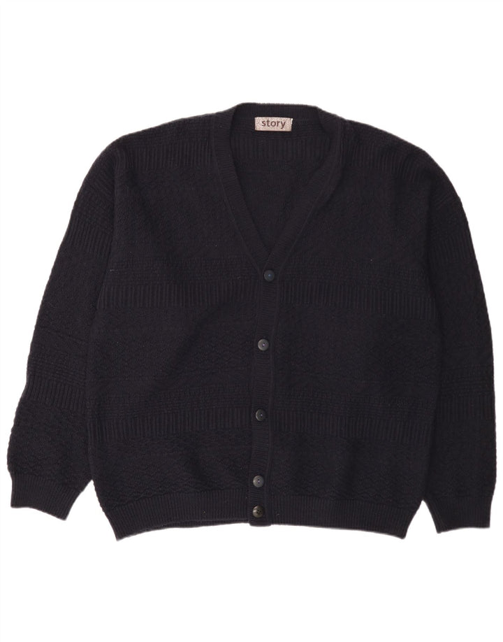 Vintage Mens Cardigan Sweater XL Navy Blue