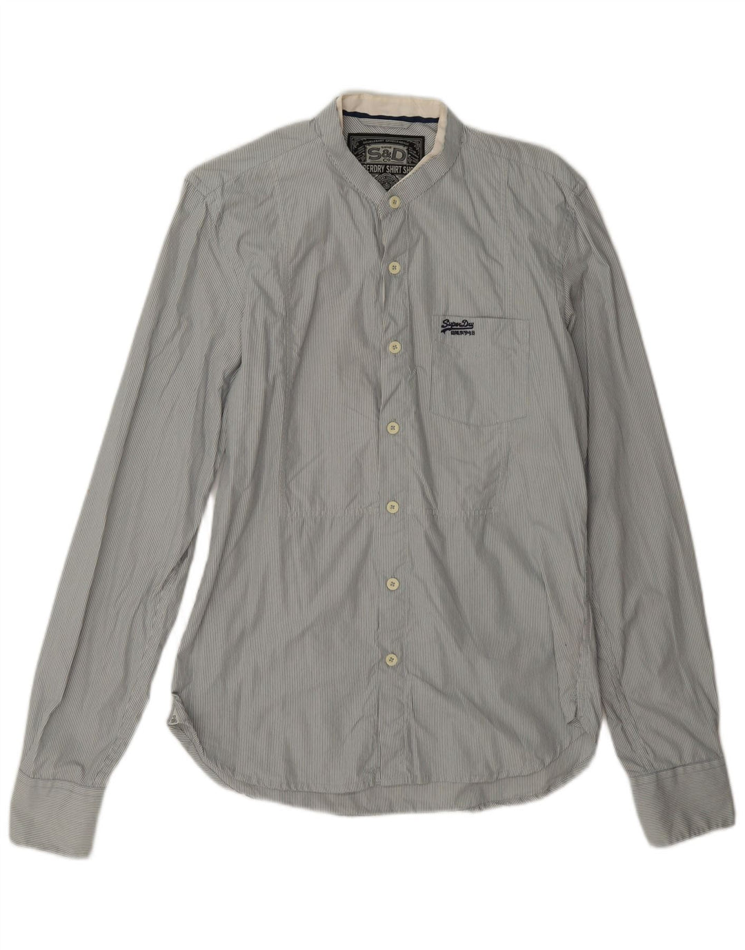 Superdry Mens Shirt Medium Grey Pinstripe Cotton