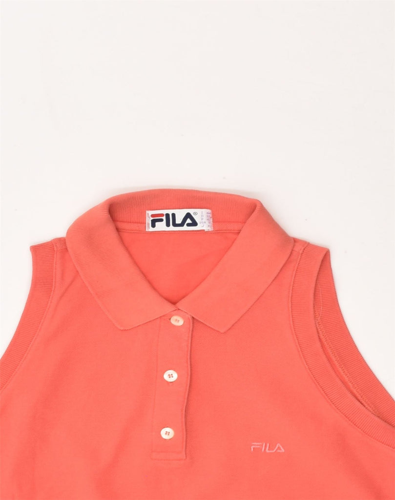 FILA Womens Sleeveless Polo Shirt IT 44 Medium Pink Cotton | Vintage Fila | Thrift | Second-Hand Fila | Used Clothing | Messina Hembry 